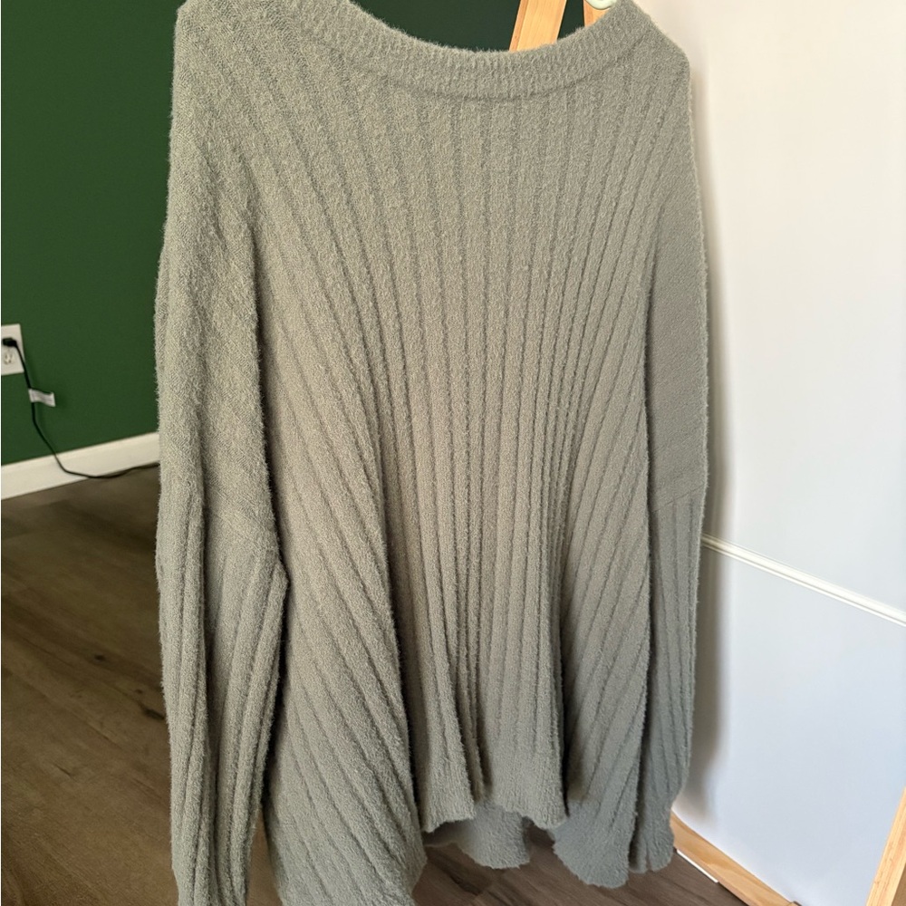 Cozy Ribbed aerie oversized Sweater in Olive Green